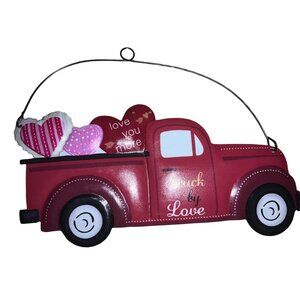 Valentines Day Truck Wall Hanging  Pink Red Hearts Love You More Struck by Love